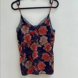 Floral Satin camisole with lace
